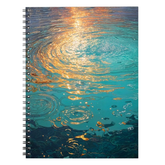 Carnet Vagues d'eau abstraites avec lumière dorée du sole (Devant)