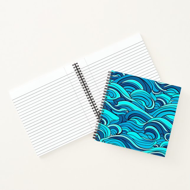 Carnet Vagues d'eau de l'océan bleu turquoise abstrait | (Intérieur)