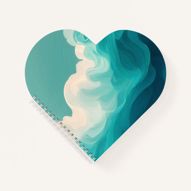 Carnet Vagues fluides sarcelle et blanc (Devant)