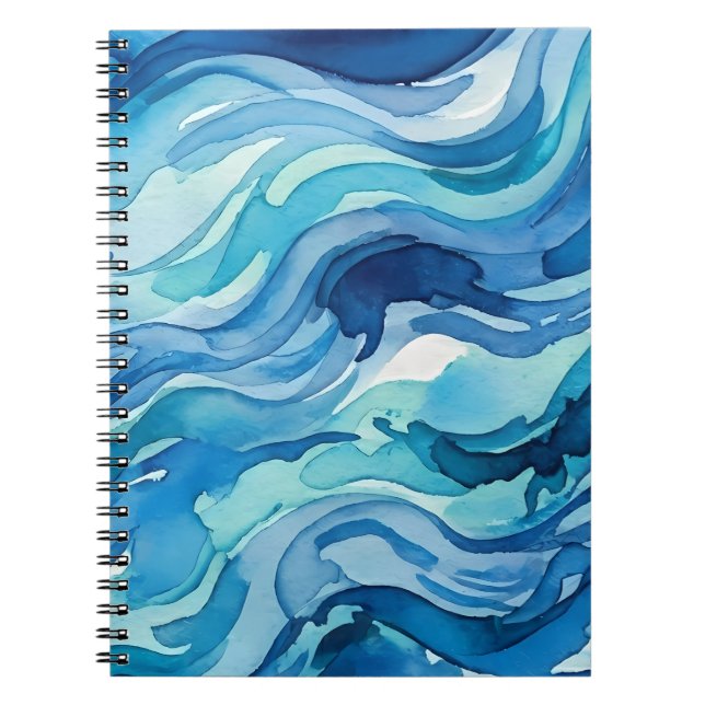 Carnet Vagues océaniques abstraites à l'aquarelle (Devant)