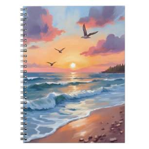 Carnet Vagues océaniques Coucher de soleil   Peinture à l