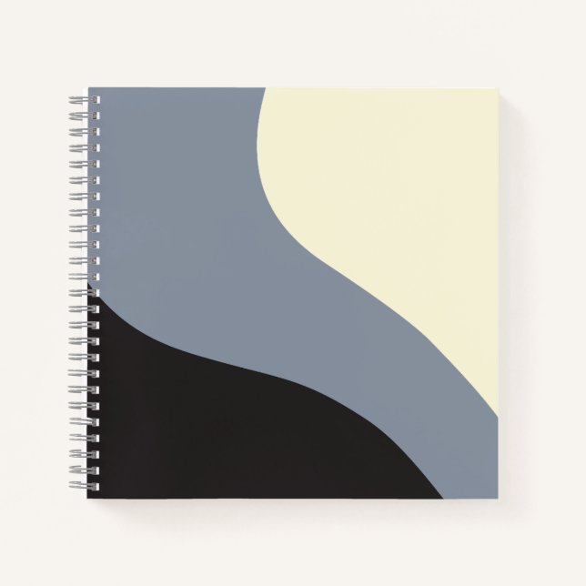 Carnet Vagues simples - Noir, Gris et Crème (Devant)