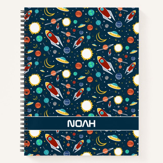 Carnet Vaisseau spatial Planètes Étoiles Espace Personnal (Devant)