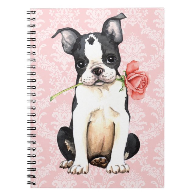Carnet Valentine Boston rose Terrier (Devant)