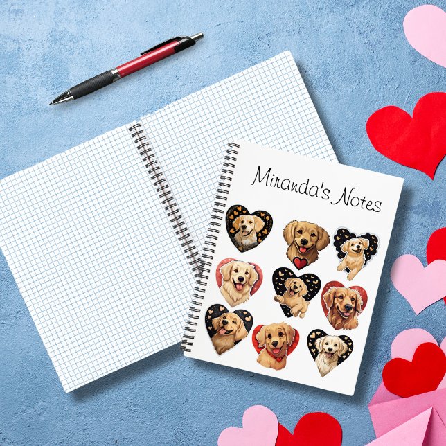 Carnet Valentine Golden Retriever Dog personnalisé (Adorable Valentine Golden Retriever Dog custom Notebook)