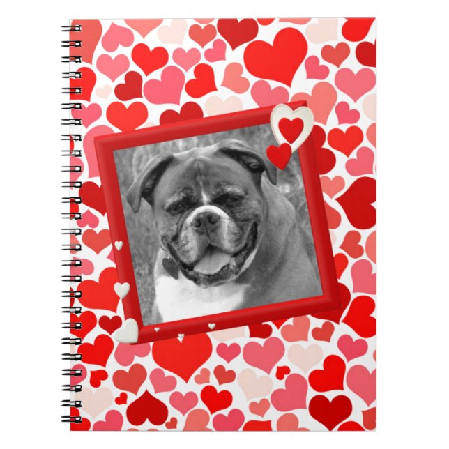 Carnet Valentines Boxer Chien Coeurs (Devant)