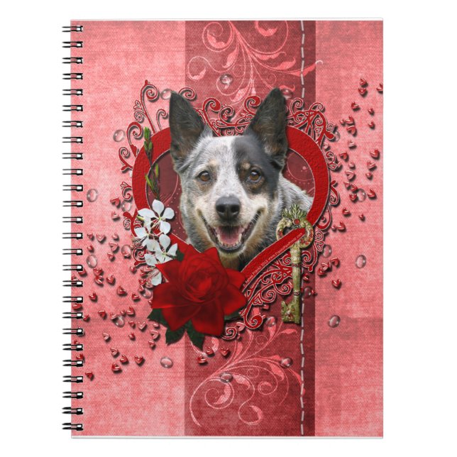 Carnet Valentines - clé à mon coeur - chien australien de (Devant)