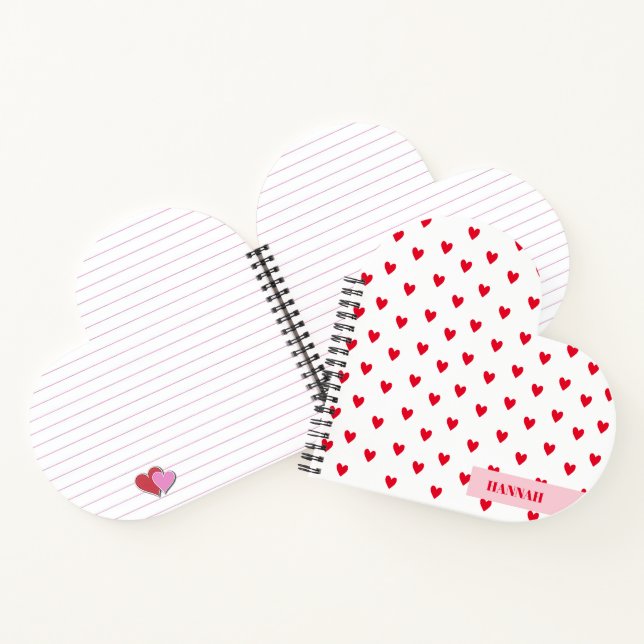 Carnet Valentines Coeur Rétro Thème en forme de coeur (Intérieur)