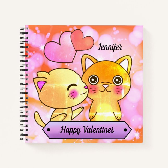 Carnet Valentines Cute Kittens Romance (Devant)