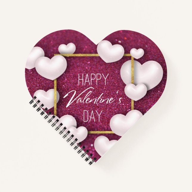 Carnet Valentines Jour Coeur Blanc Parties scintillant Ca (Devant)