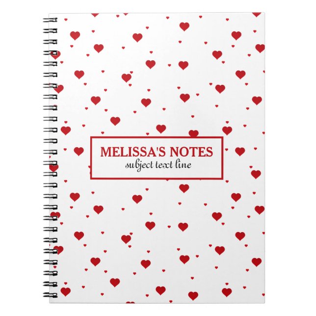 Carnet Valentines moderne Motif de Coeurs rouges et blanc (Devant)