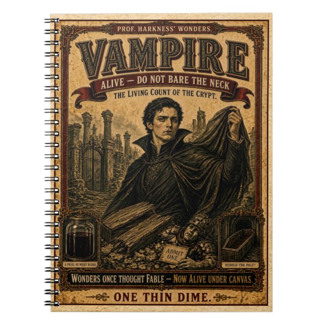 Carnet Vampire, Monstre de Cirque Vintage (Devant)