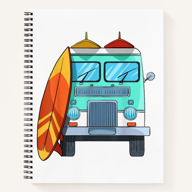 Carnet Van de surf Planche de surf Palmiers Surfing Surfe (Devant)