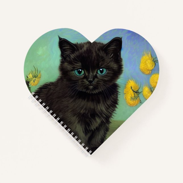 Carnet Van Gogh Chat noir Fleurs jaunes (Devant)