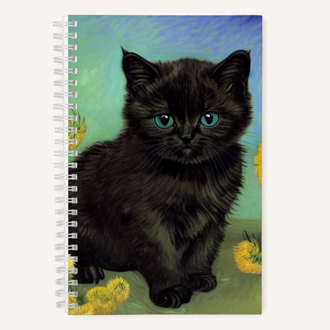 Carnet Van Gogh Chat noir Fleurs jaunes (Recto)
