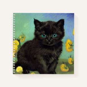 Carnet Van Gogh Chat noir Fleurs jaunes