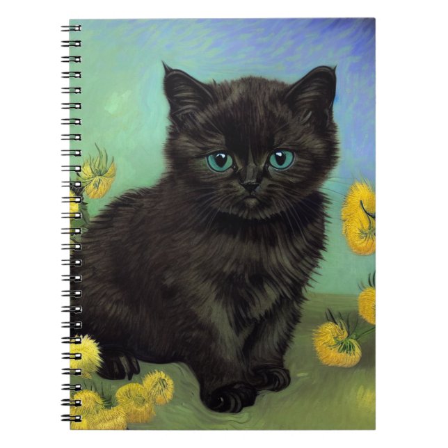 Carnet Van Gogh Chat noir Fleurs jaunes (Devant)