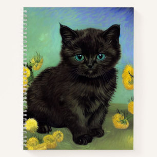 Carnet Van Gogh Chat noir Fleurs jaunes