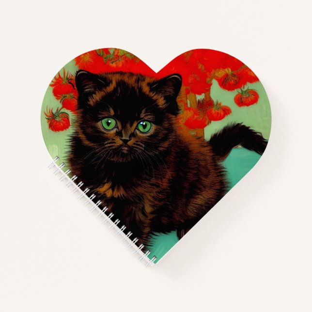 Carnet Van Gogh Chat noir Fleurs rouges (Devant)