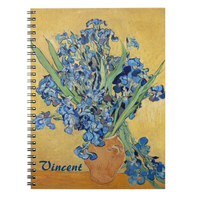 Carnet Van Gogh Irises Vase Blue Flowers Bouquet Art (Devant)