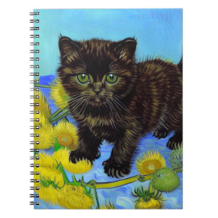 Carnet Van Gogh Style Chat avec tournesol