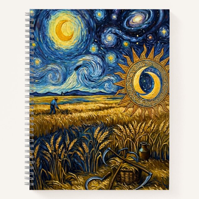 Carnet Van Gogh Style Starry Harvest Wheat Field Poster (Devant)