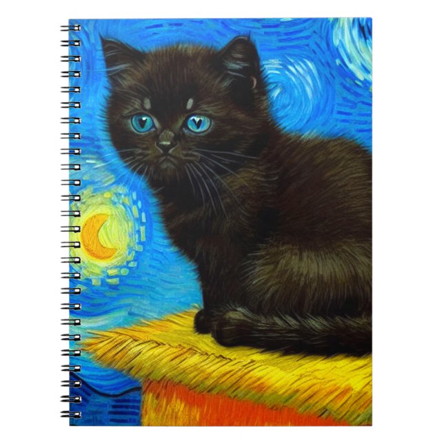 Carnet Van Gogh Style Starry Night Cat (Devant)