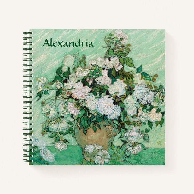 Carnet Van Gogh Vase avec roses roses Vintages (Devant)