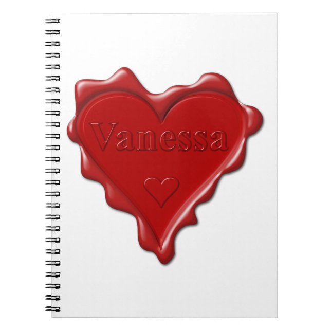 Carnet Vanessa. Joint rouge de cire de coeur avec Vanessa (Devant)