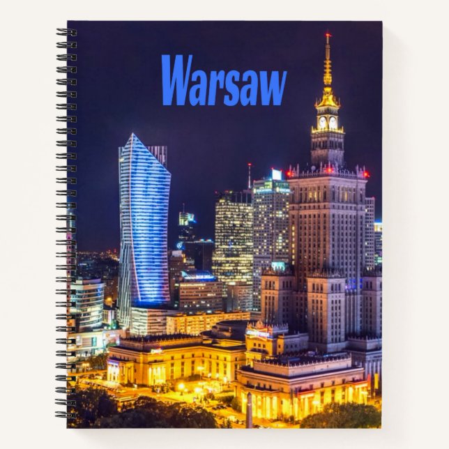 Carnet Varsovie Pologne Nuit Skyline Varsovie Spire (Devant)