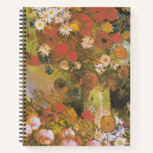 Carnet Vase avec des fleurs de maïs&poppies, des pivoines