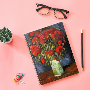 Carnet Vase avec des papillons rouges   Vincent van Gogh