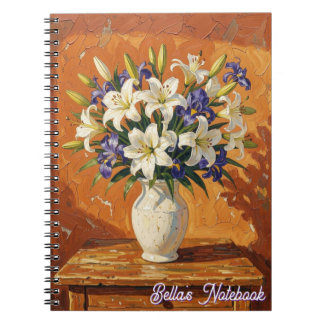 Carnet Vase avec fleurs de lys et d'iris personnalisé