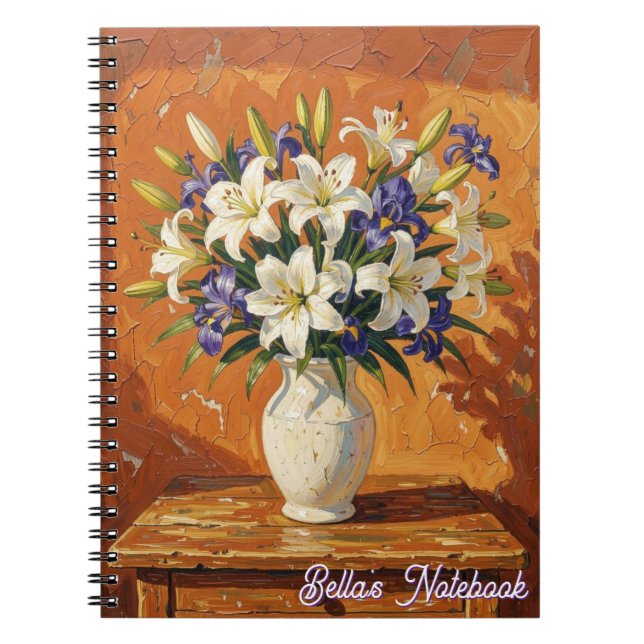 Carnet Vase avec fleurs de lys et d'iris personnalisé (Devant)