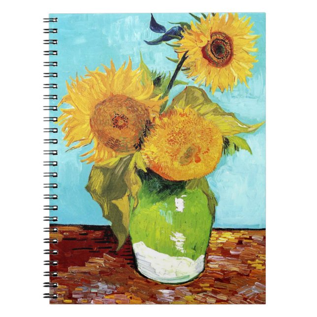 Carnet Vase avec trois tournesols (1888) spirale Van Gogh (Devant)