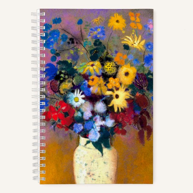 Carnet Vase blanc avec fleurs Odilon Redon (Recto)