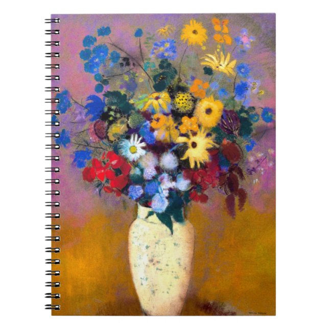 Carnet Vase blanc avec fleurs Odilon Redon (Devant)