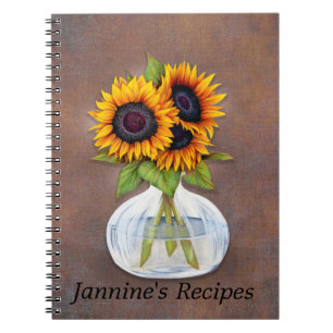 Carnet Vase de beaux tournesols sur marron rustique