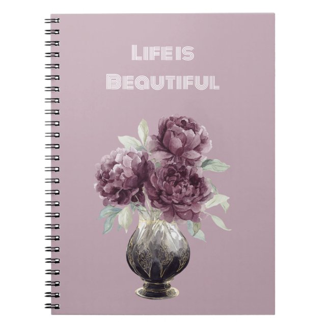 Carnet Vase de jolies fleurs violettes (Devant)