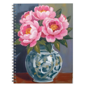 Carnet Vase de pivoine   Pivoines de fleurs roses aquarel