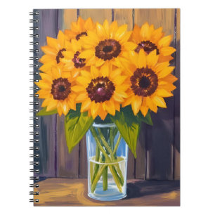 Carnet Vase de tournesol Aquarelle de fleur jaune