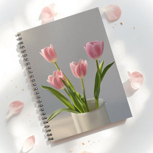 Carnet Vase de tulipes roses Peinture réaliste