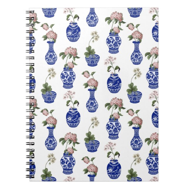 Carnet Vases et fleurs bleus de chinoiserie  (Devant)