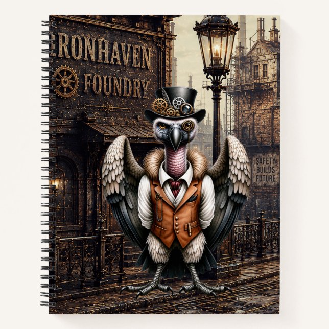 Carnet Vautour Steampunk dans une ville industrielle (Devant)