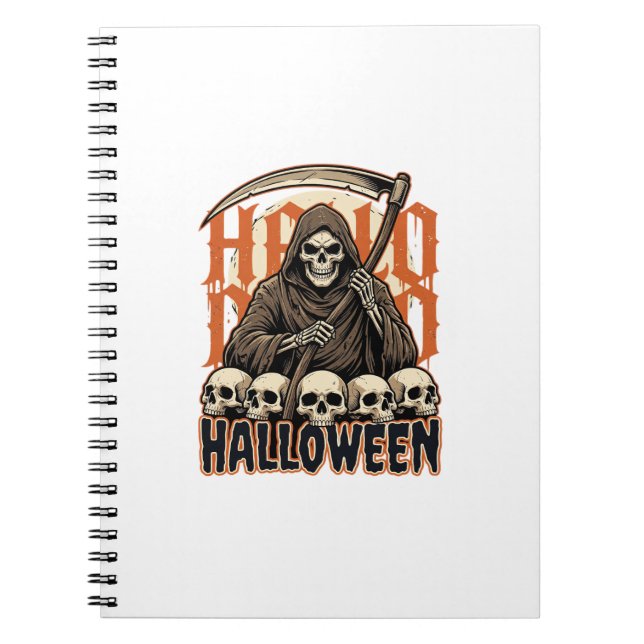 Carnet Vecteur de crâne de faucheuse d'Halloween (Devant)