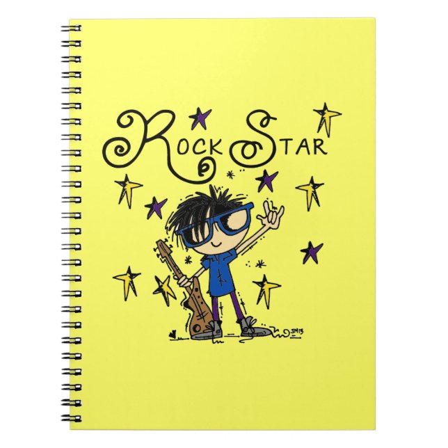 Carnet Vedette du rock de garçon de cheveux noirs (Devant)