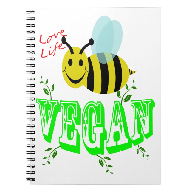 Carnet végétalien d'abeille de la vie d'amour (Devant)