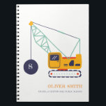 Carnet Véhicule de grue de construction jaune Monogrammes<br><div class="desc">Si vous avez besoin d'une personnalisation supplémentaire,  n'hésitez pas à m'envoyer un message sur yellowfebstudio@gmail.com .</div>