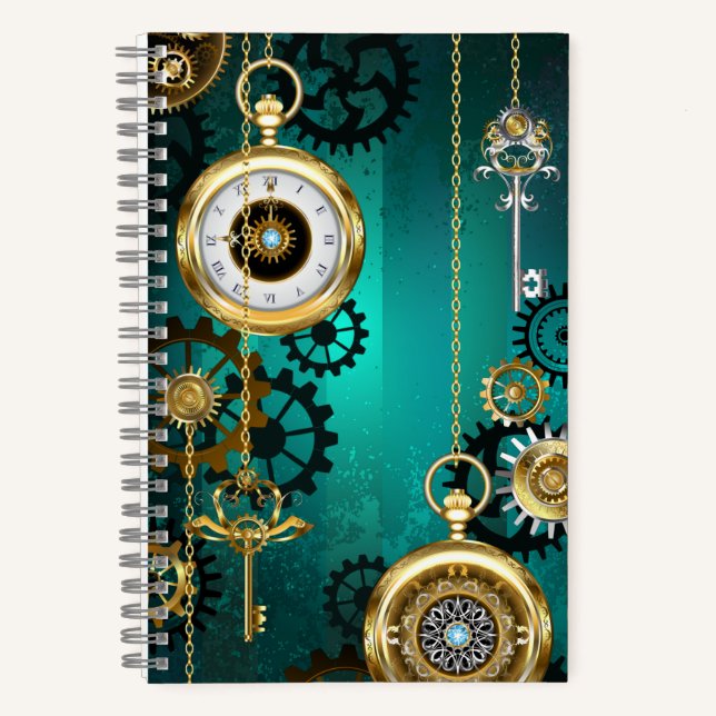 Carnet Veille bijoux Steampunk sur un Arrière - plan vert (Recto)