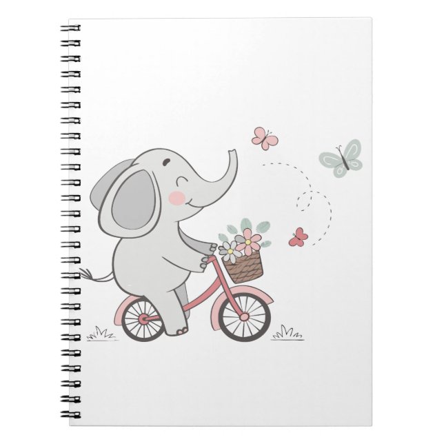 Carnet Vélo à monter éléphant fantaisiste – Dessin d'anim (Devant)